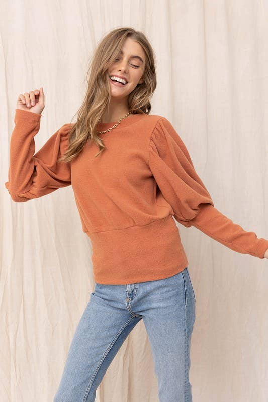 Fey Brushed Puff Sleeve Top