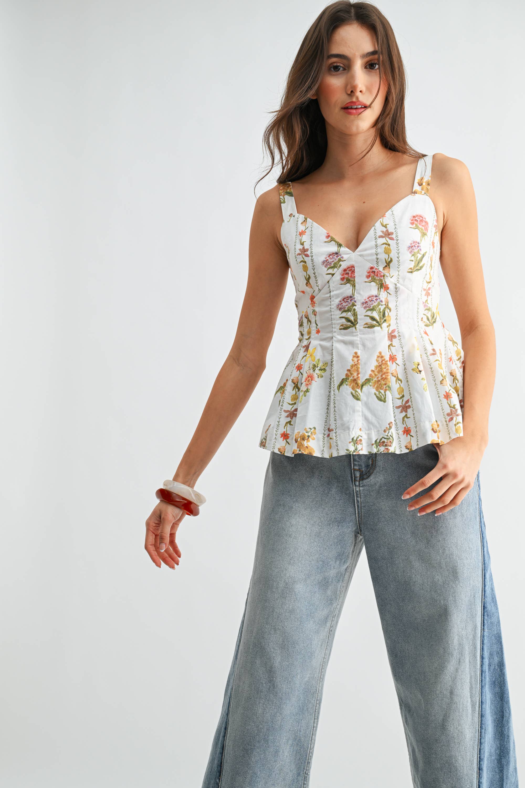 Salome Floral Print Peplum Top PREORDER