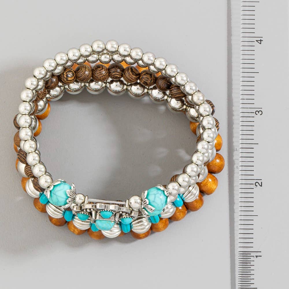 Rinna Western Beads And Charms Stackable Bracelet Set