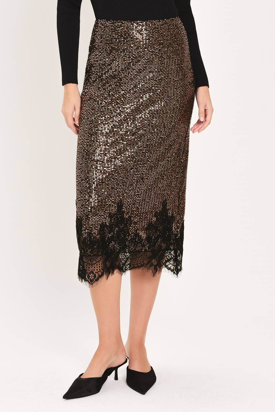 Blythe Sequin Lace Midi Skirt