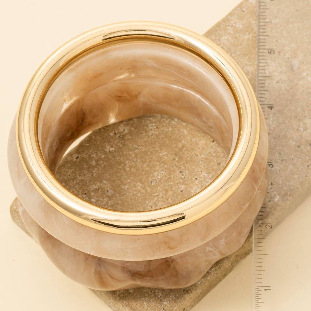 Avetta Metallic Tube And Wide Marble Resin Bangle Bracelet Set PREORDER
