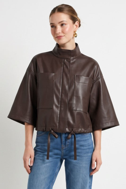 Galvin Faux Leather Cape Jacket