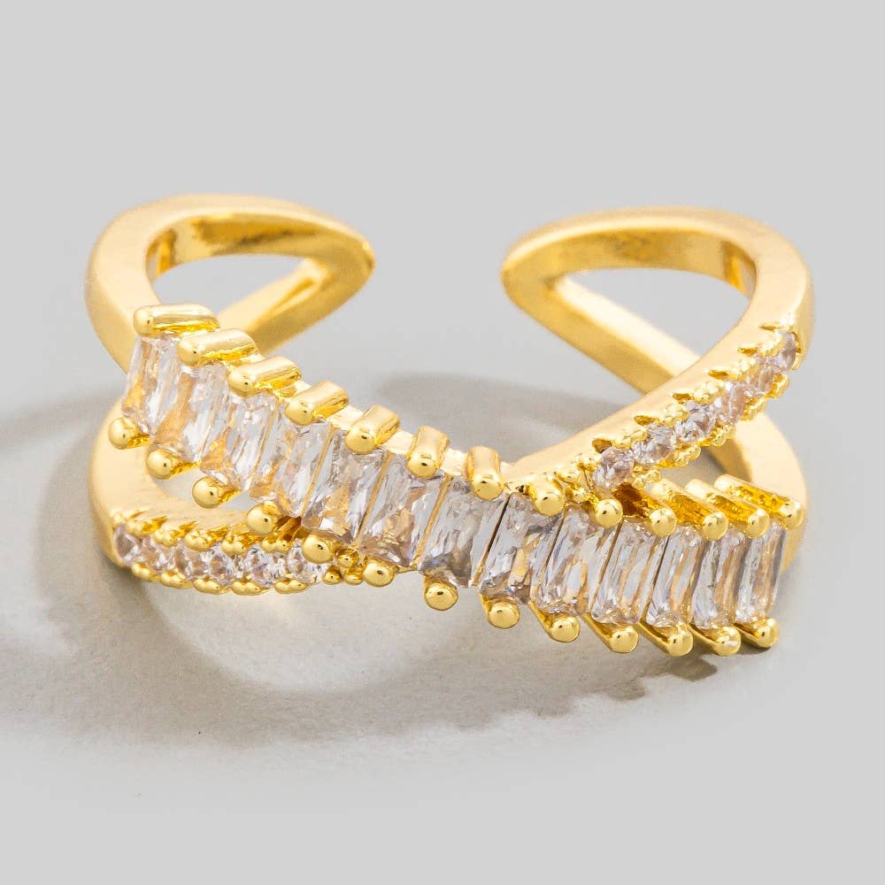 Cz Baguette X Adjustable Ring