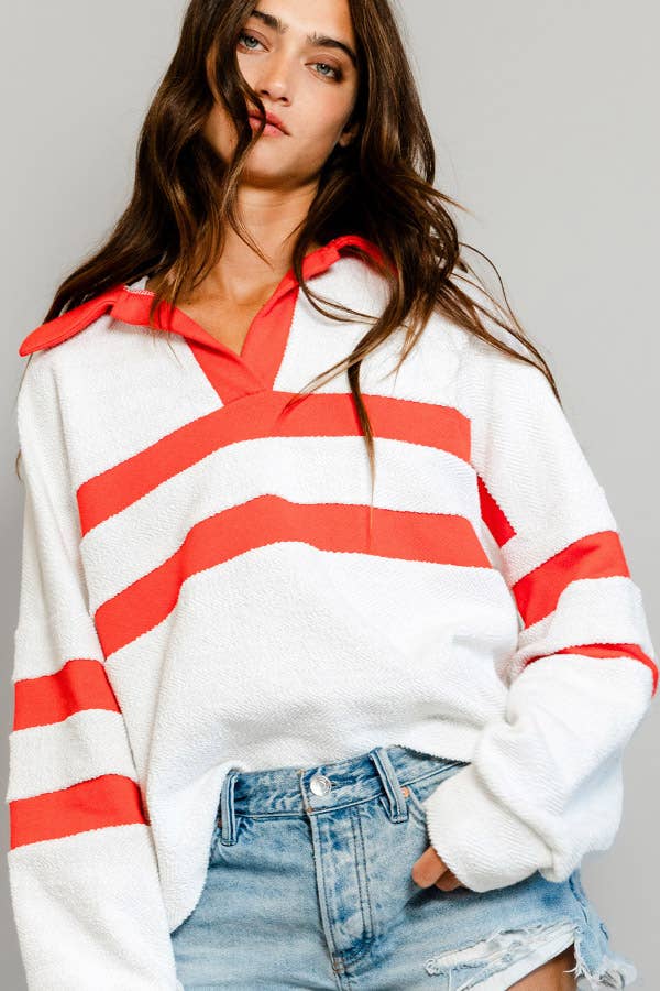 Tabitha Collared Neck Contrast Top