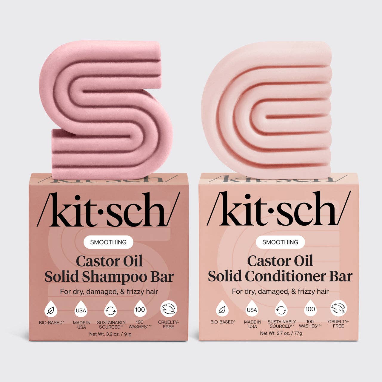 KITSCH Castor Oil Nourishing Shampoo & Conditioner Bar Combo