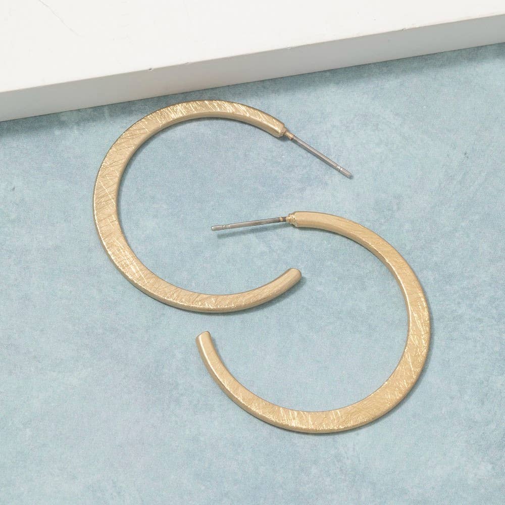 Arma Bushed Texture Gold Hoop Earrings