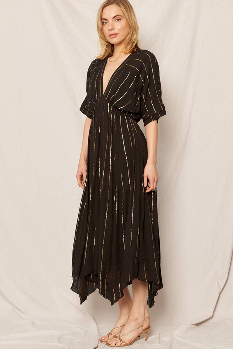 Deidre Striped Sequin Midi Dress