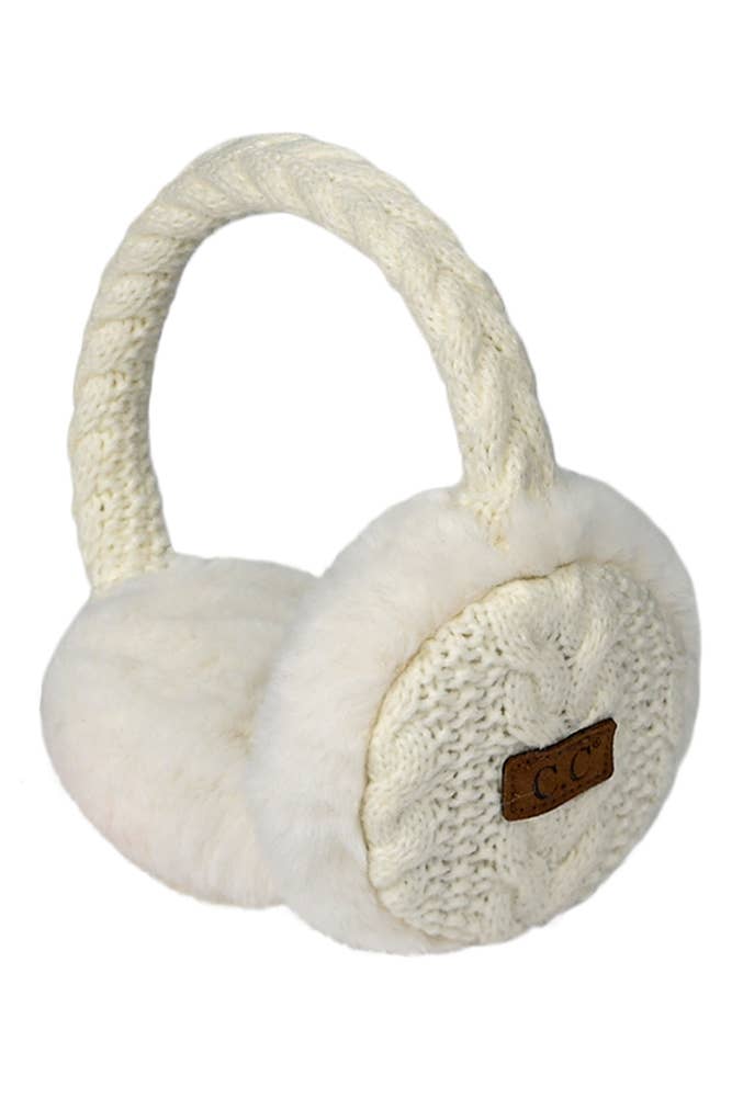 C.C Cable Knit Fur Earmuff Ear Warmers (4 Colors!)