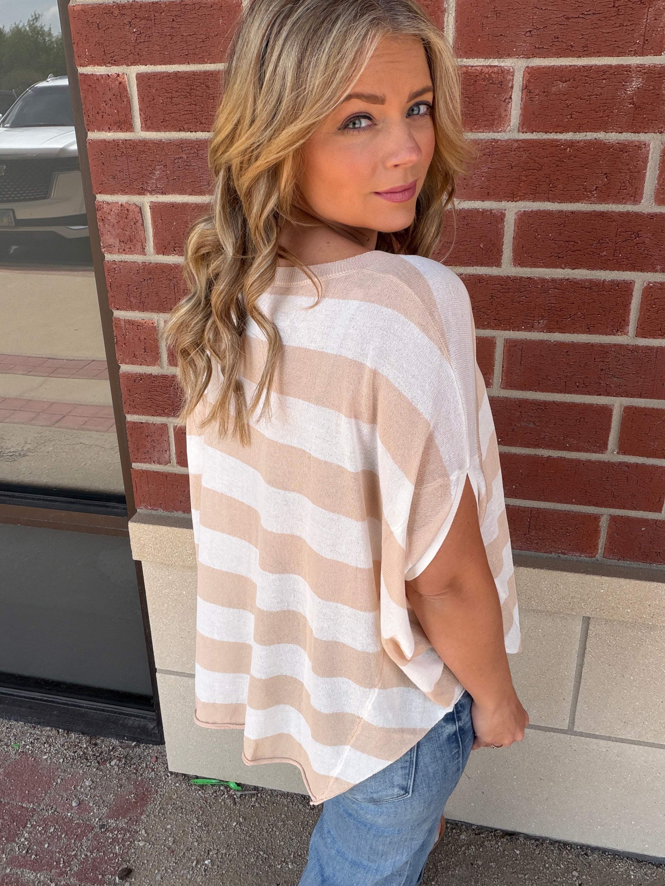 Helena Stripe Dolman Knit Top -Small Only!