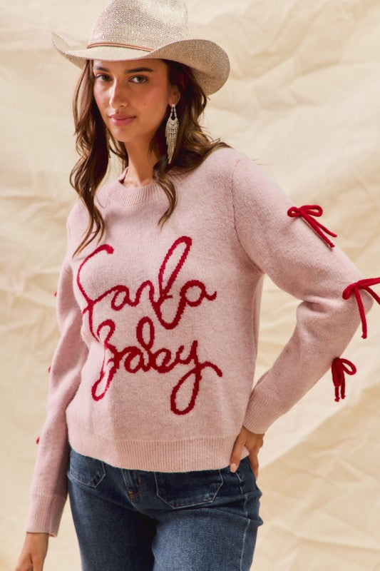Santa Baby Bow Sweater Top