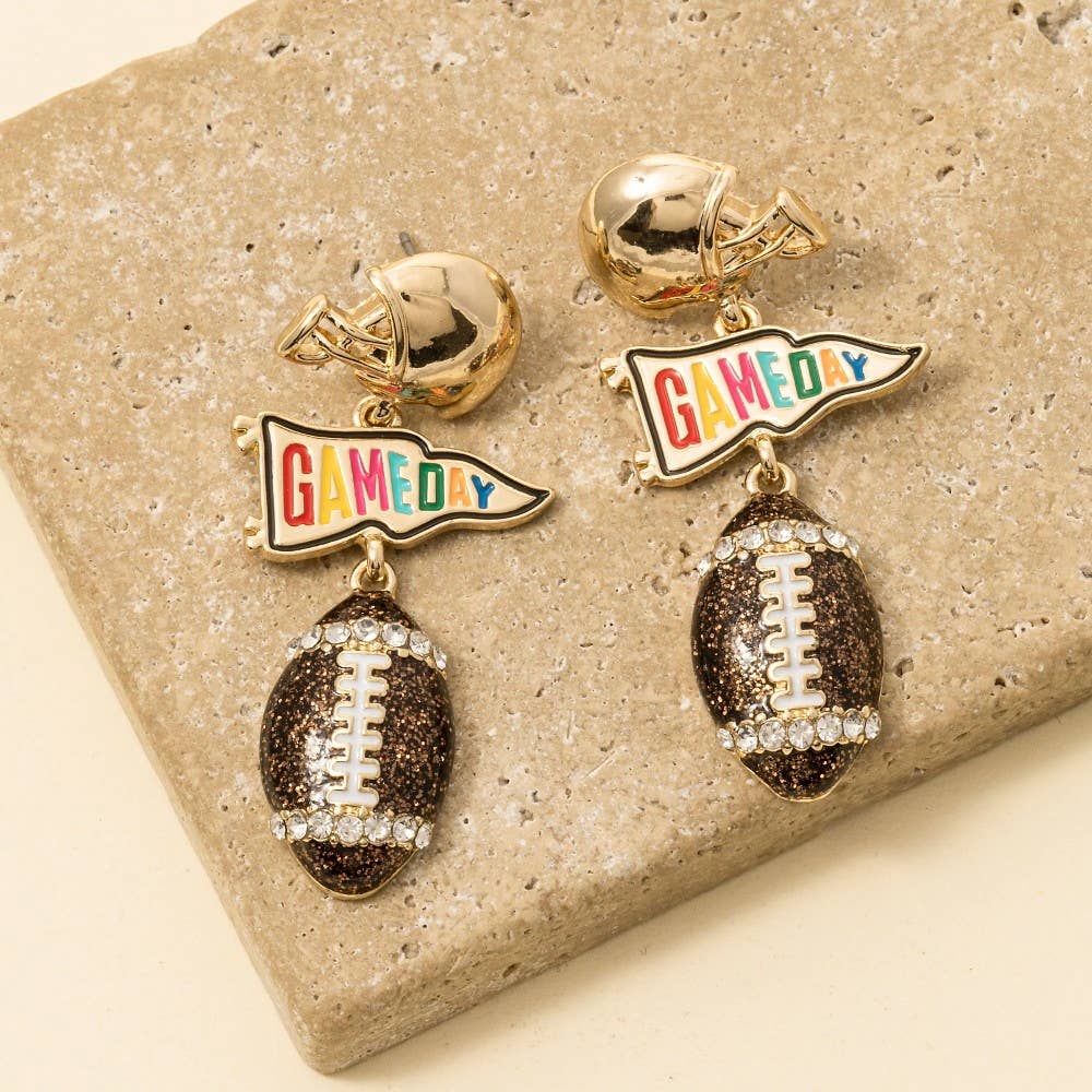 Sola Football Game Day Theme Tiered Dangle Earrings