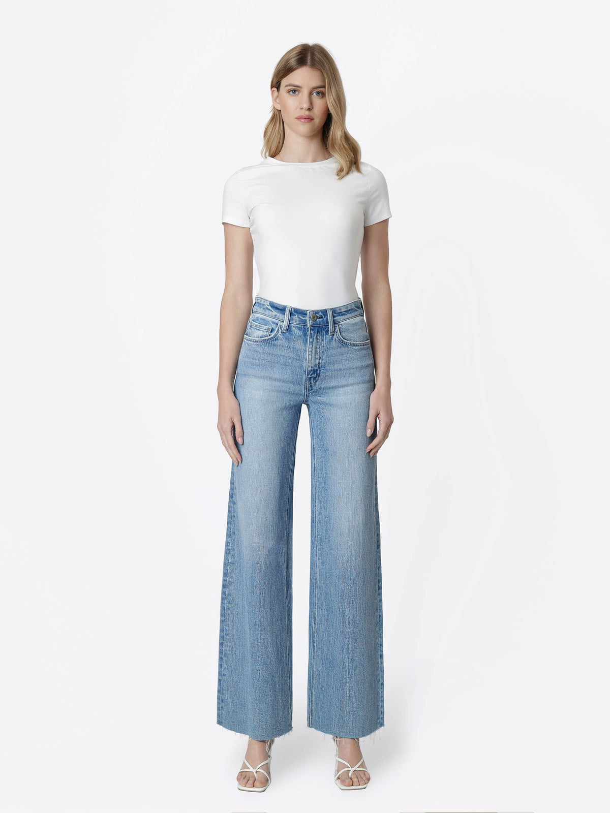 Vervet Dana High Rise Raw Hem Wide Jeans