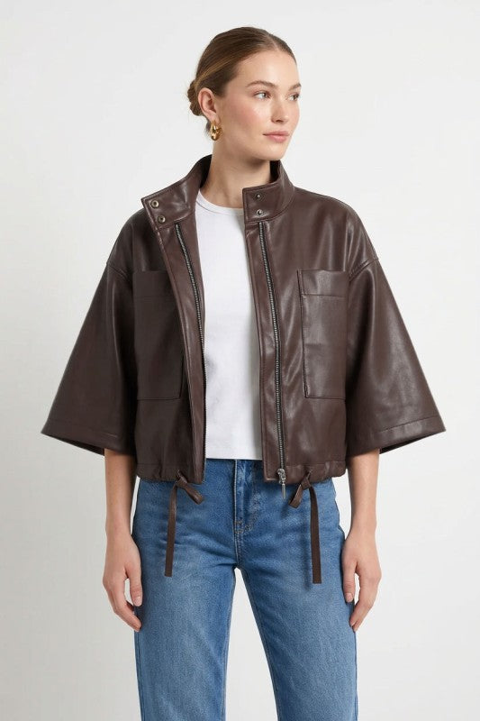Galvin Faux Leather Cape Jacket