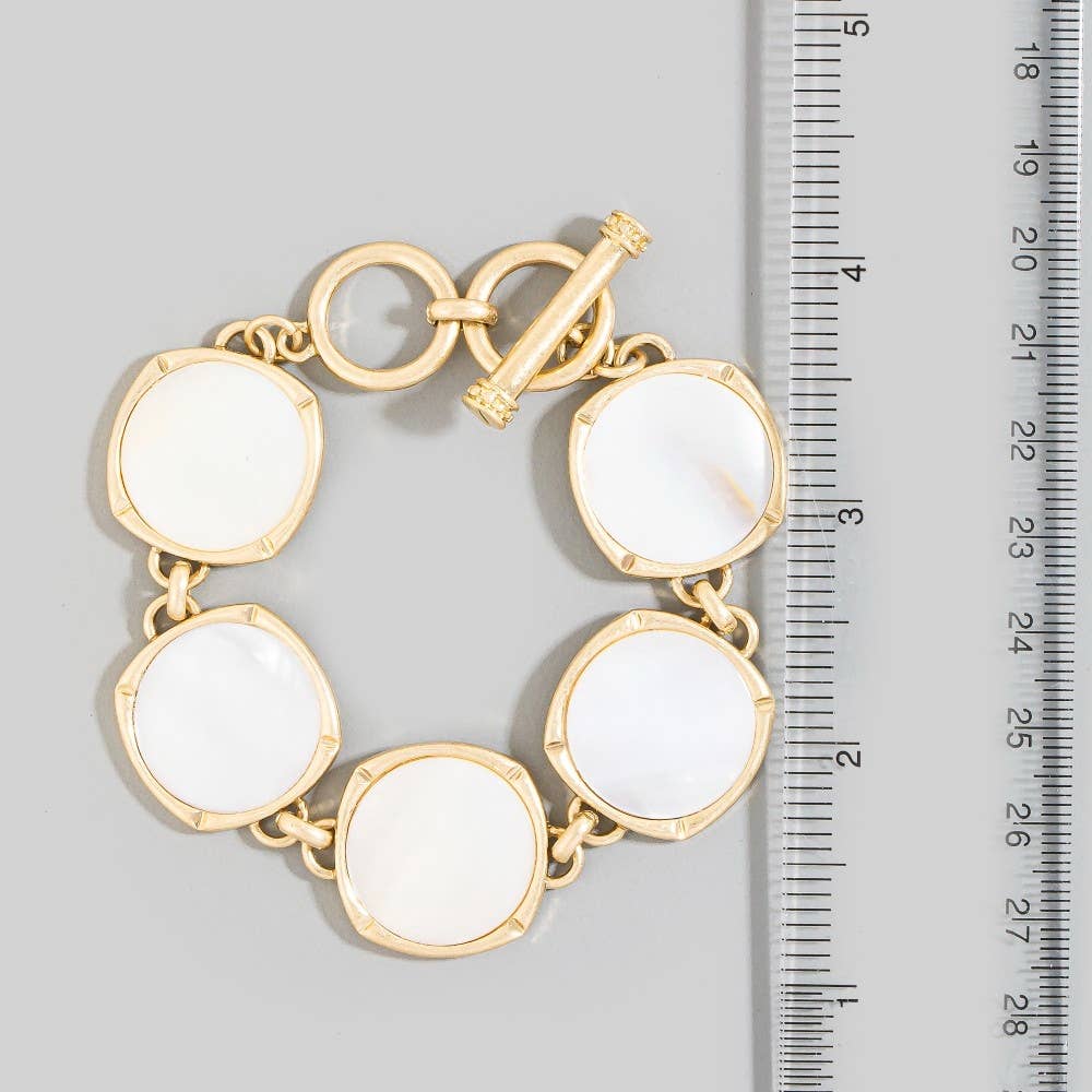 Atticus Pearl Disc Toggle Chain Bracelet