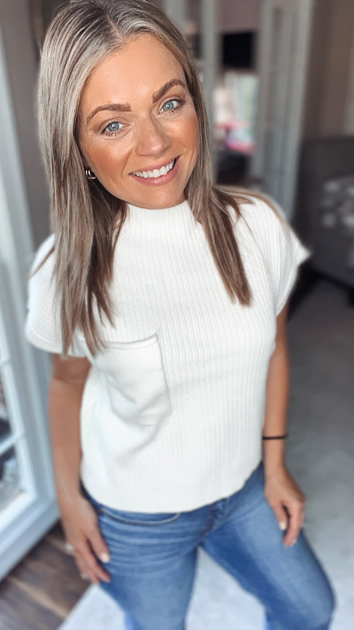Steven Mock Neck Sweater Top
