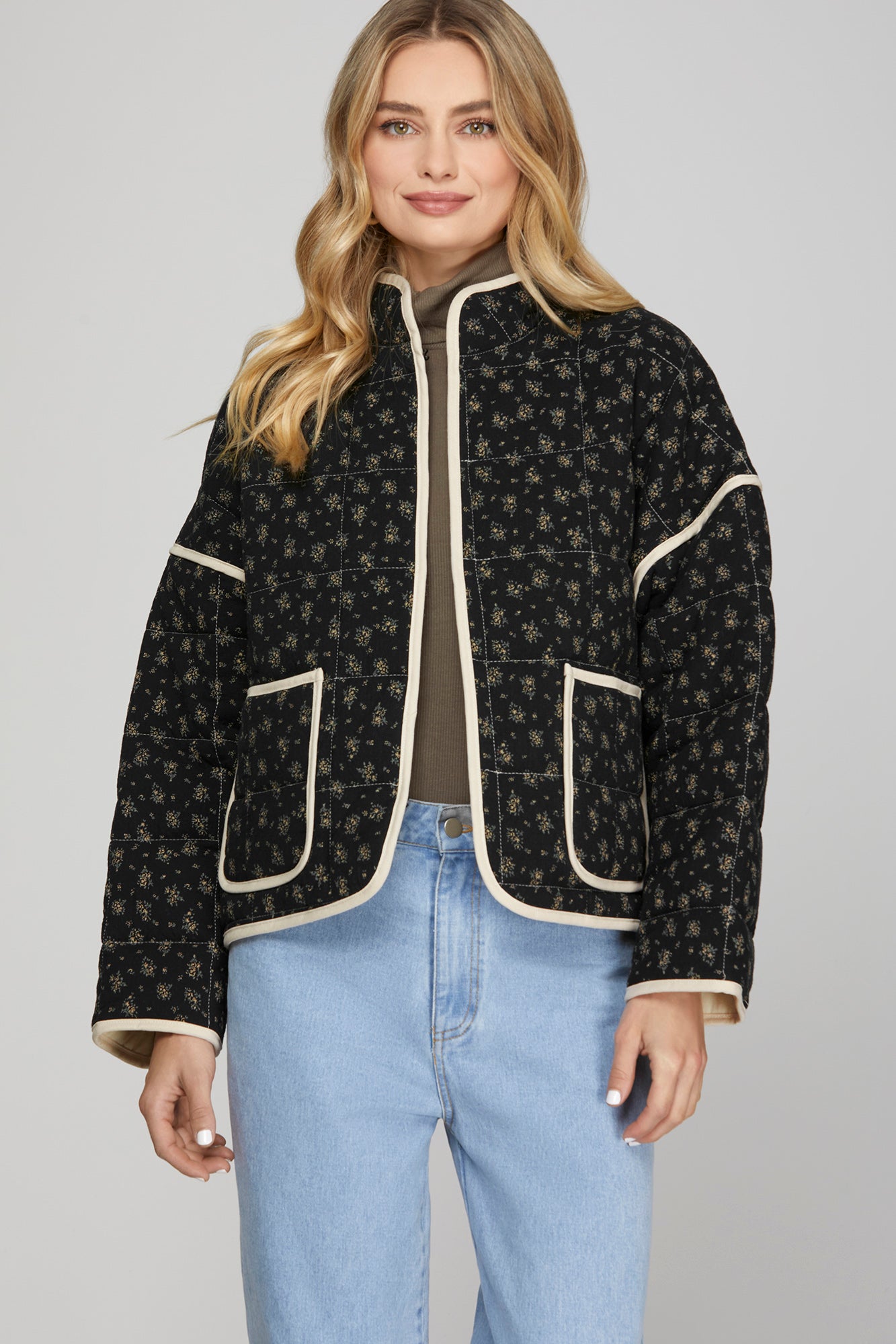 Izzy Quilted Floral Black Jacket FINAL SALE