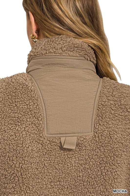 Gracie Mocha Sherpa Tie Vest