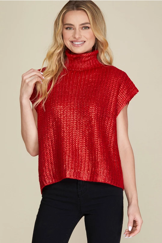 Tray Red Mock Sweater FINAL SALE