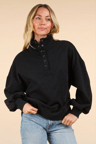 Piper Snap Pullover Black Large FINAL SALE