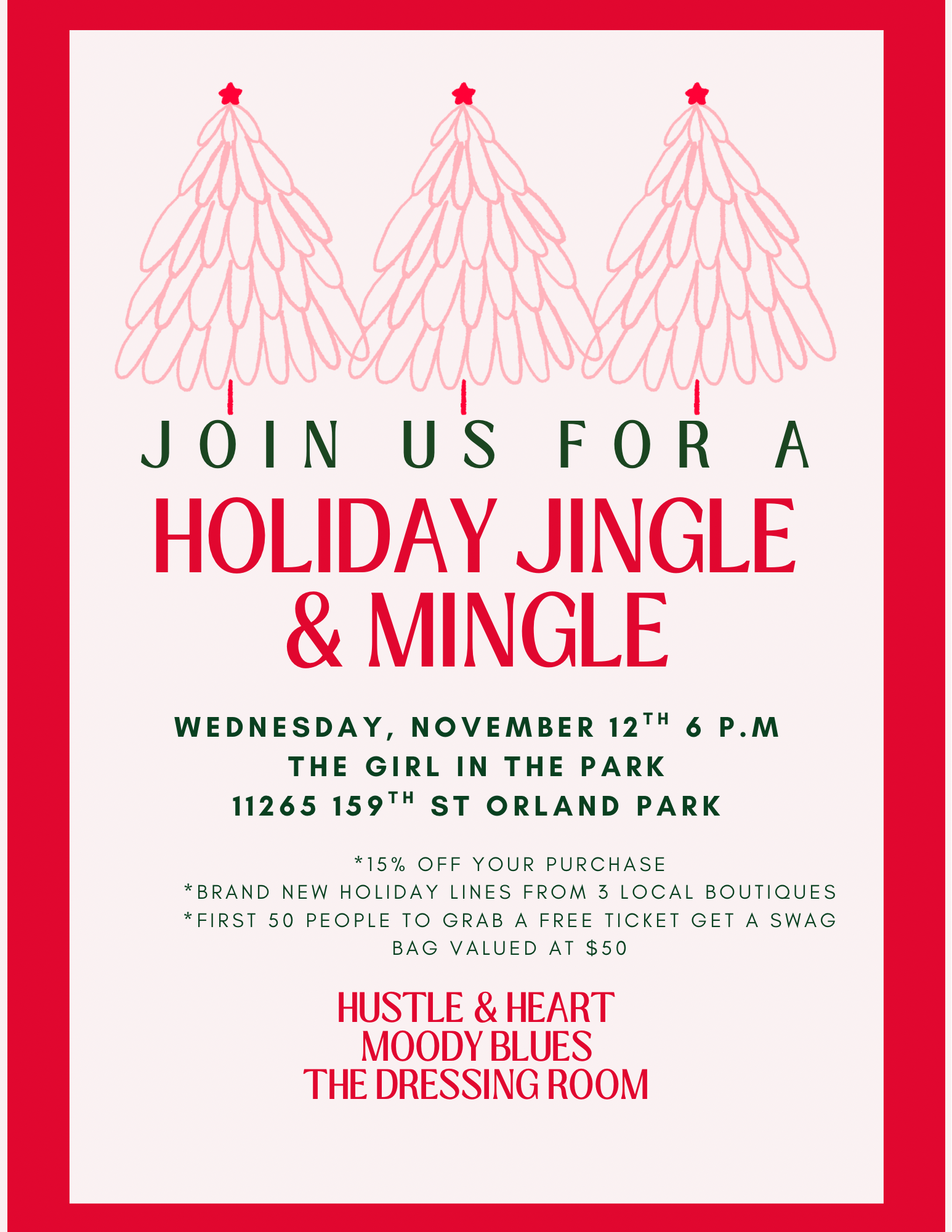 Holiday Jingle & Mingle Event Ticket- FREE! November 12th @ Girl in the Park