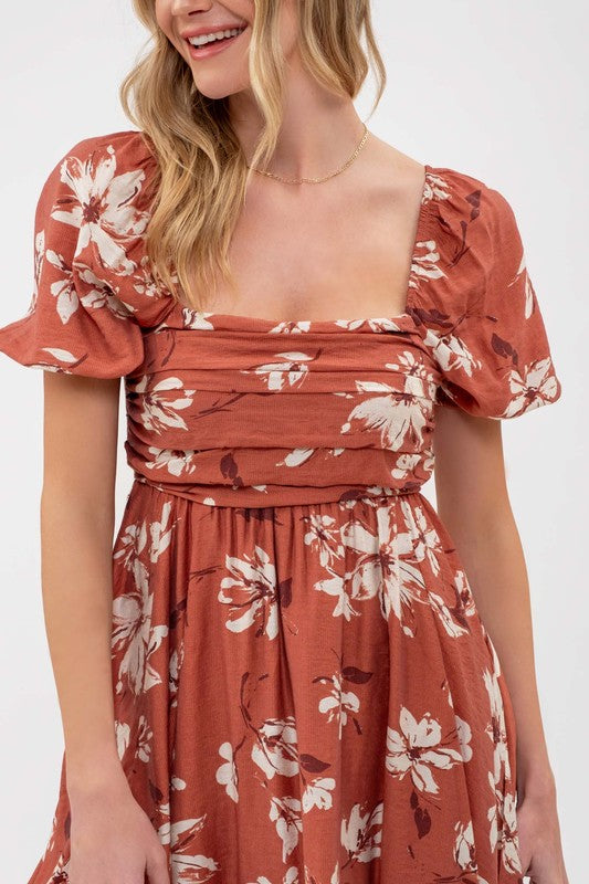 Abigail Floral Terracotta Mini Dress FINAL SALE
