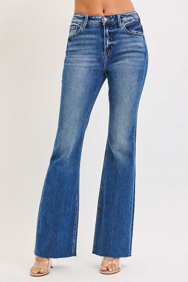 RISEN Voy High Rise Flare Jeans Raw Hem