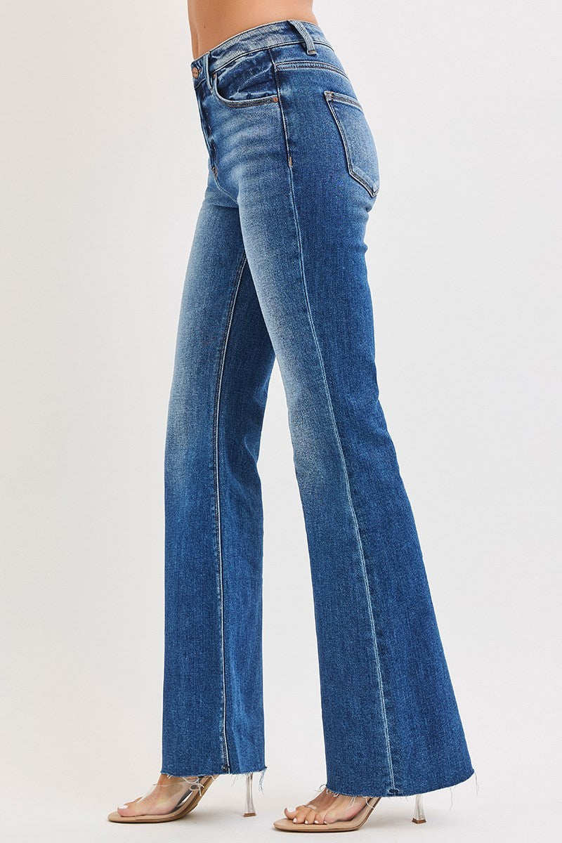 RISEN Voy High Rise Flare Jeans Raw Hem