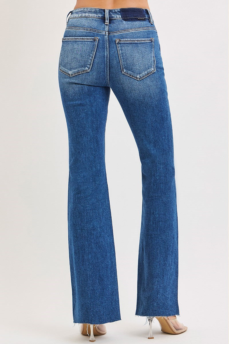 RISEN Voy High Rise Flare Jeans Raw Hem