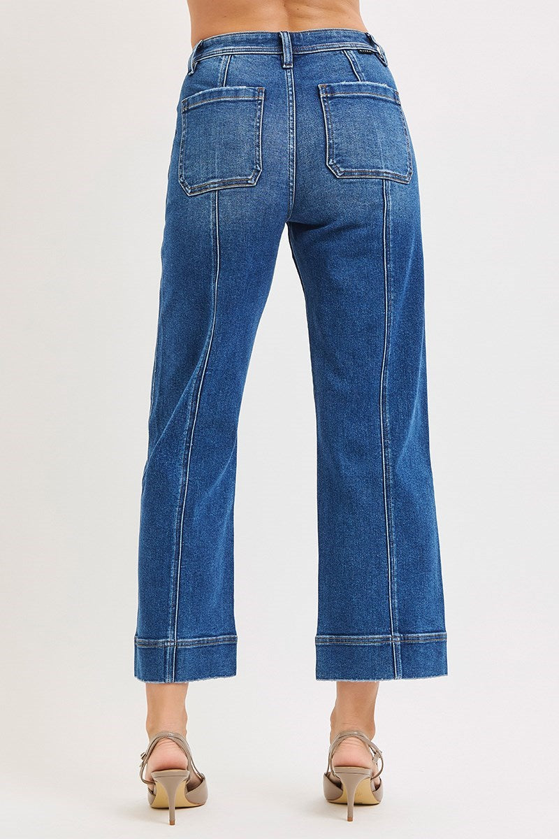 RISEN Vix High Rise Crop Front Seam Jeans