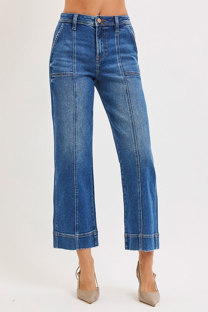 RISEN Vix High Rise Crop Front Seam Jeans