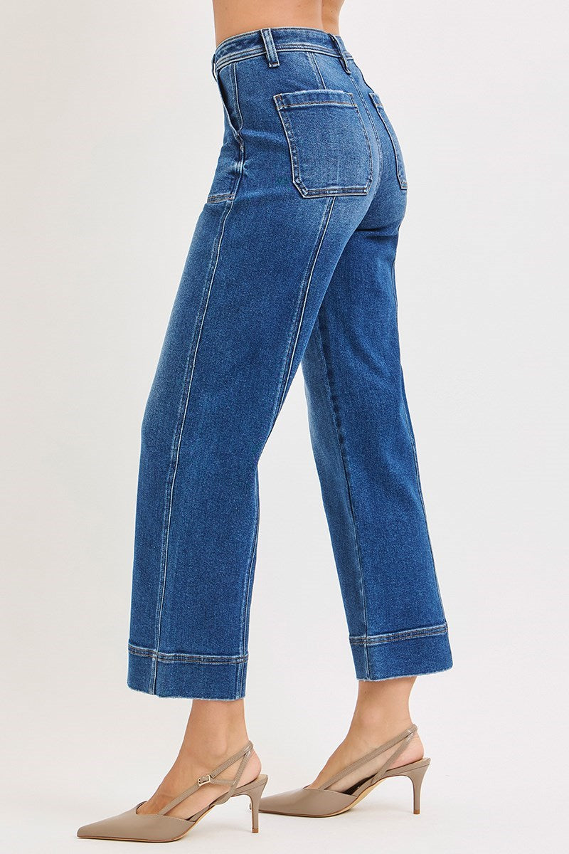 RISEN Vix High Rise Crop Front Seam Jeans