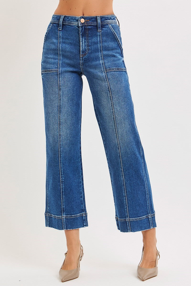RISEN Vix High Rise Crop Front Seam Jeans