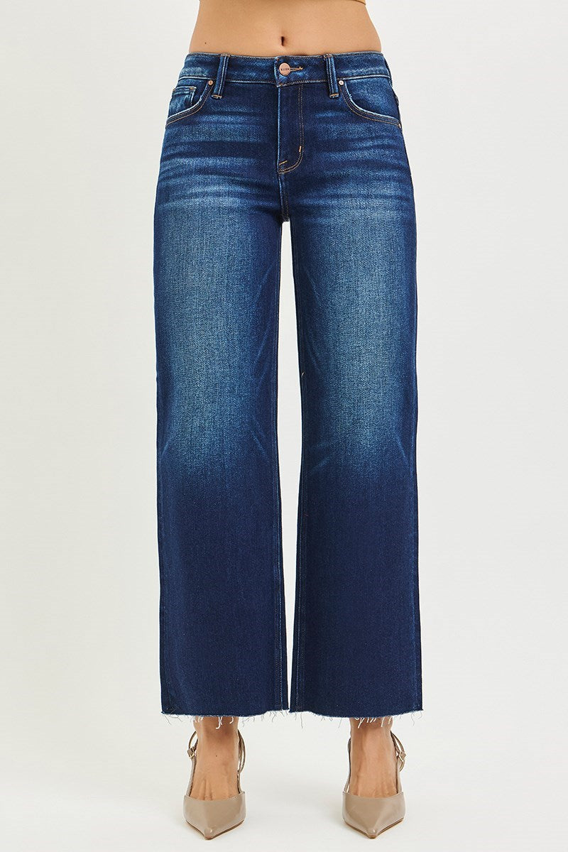 RISEN Hanna Mid Rise Crop Straight Jeans