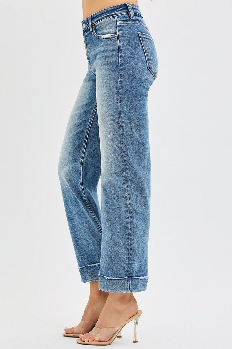 RISEN Vicki Mid Rise Crop Straight Jeans
