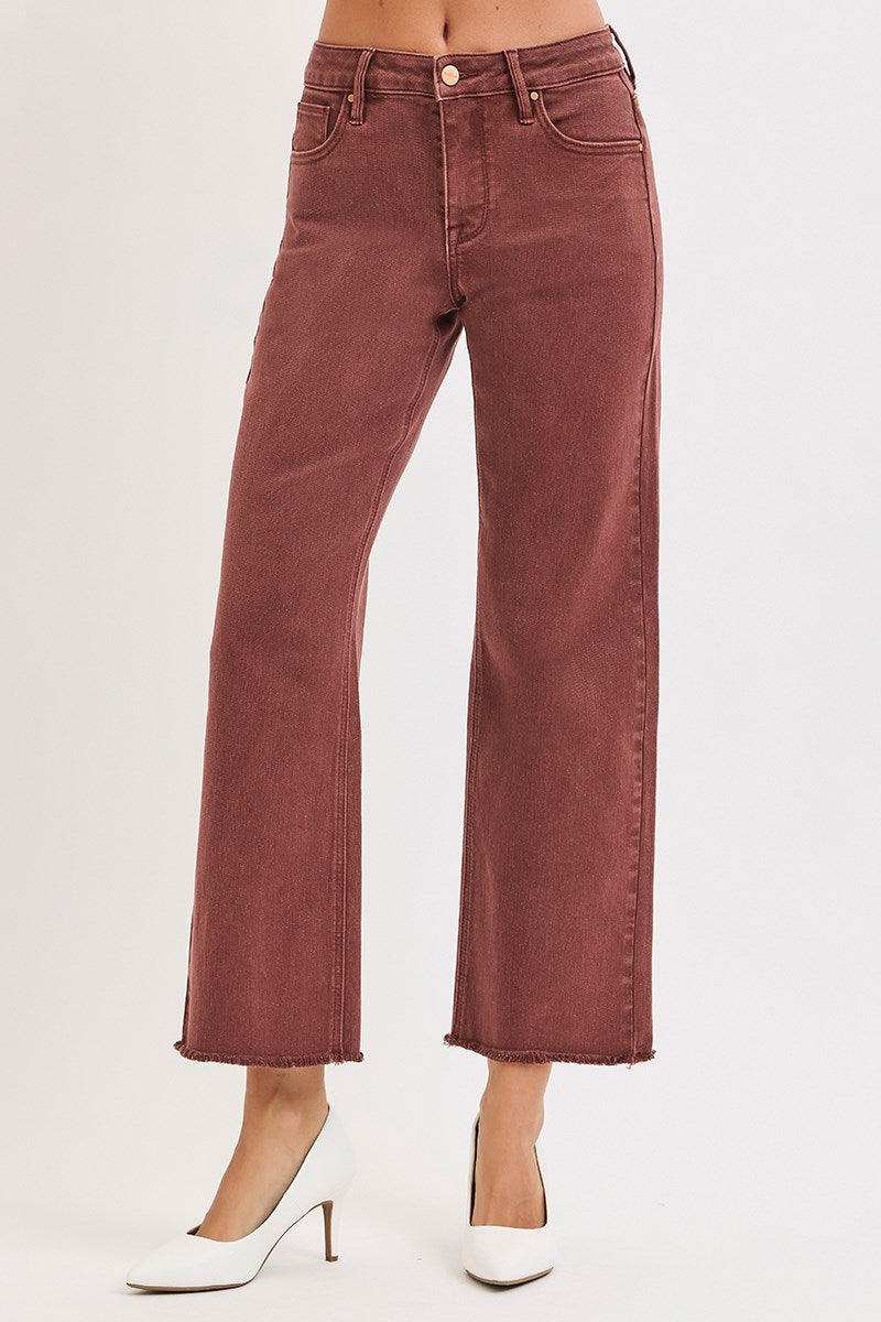 RISEN Velda Mid Rise Ankle Wide Lurex Pants