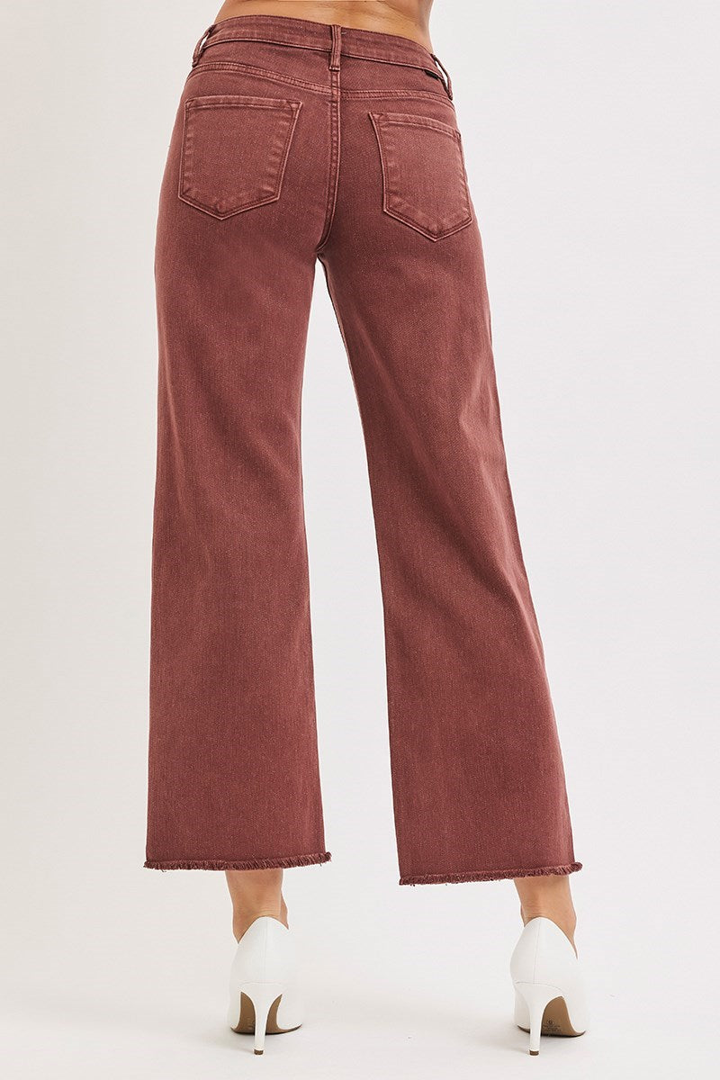 RISEN Velda Mid Rise Ankle Wide Lurex Pants