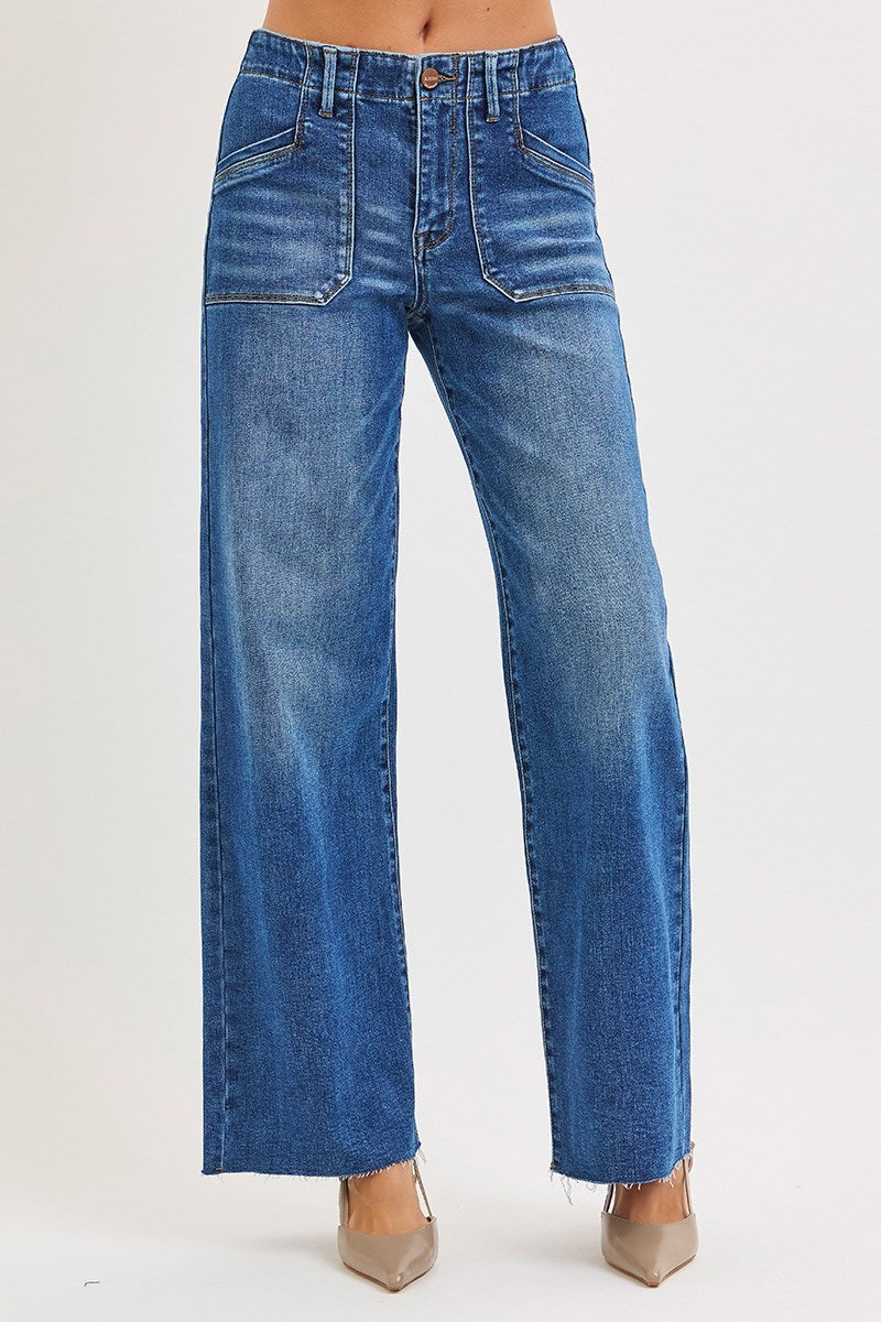 RISEN Gennie Slouchy Wide Leg Pocket Jeans