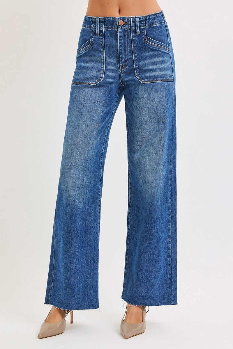 RISEN Gennie Slouchy Wide Leg Pocket Jeans