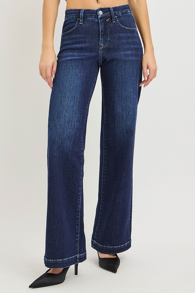 RISEN Glenn Mid Rise Wide Leg Jeans