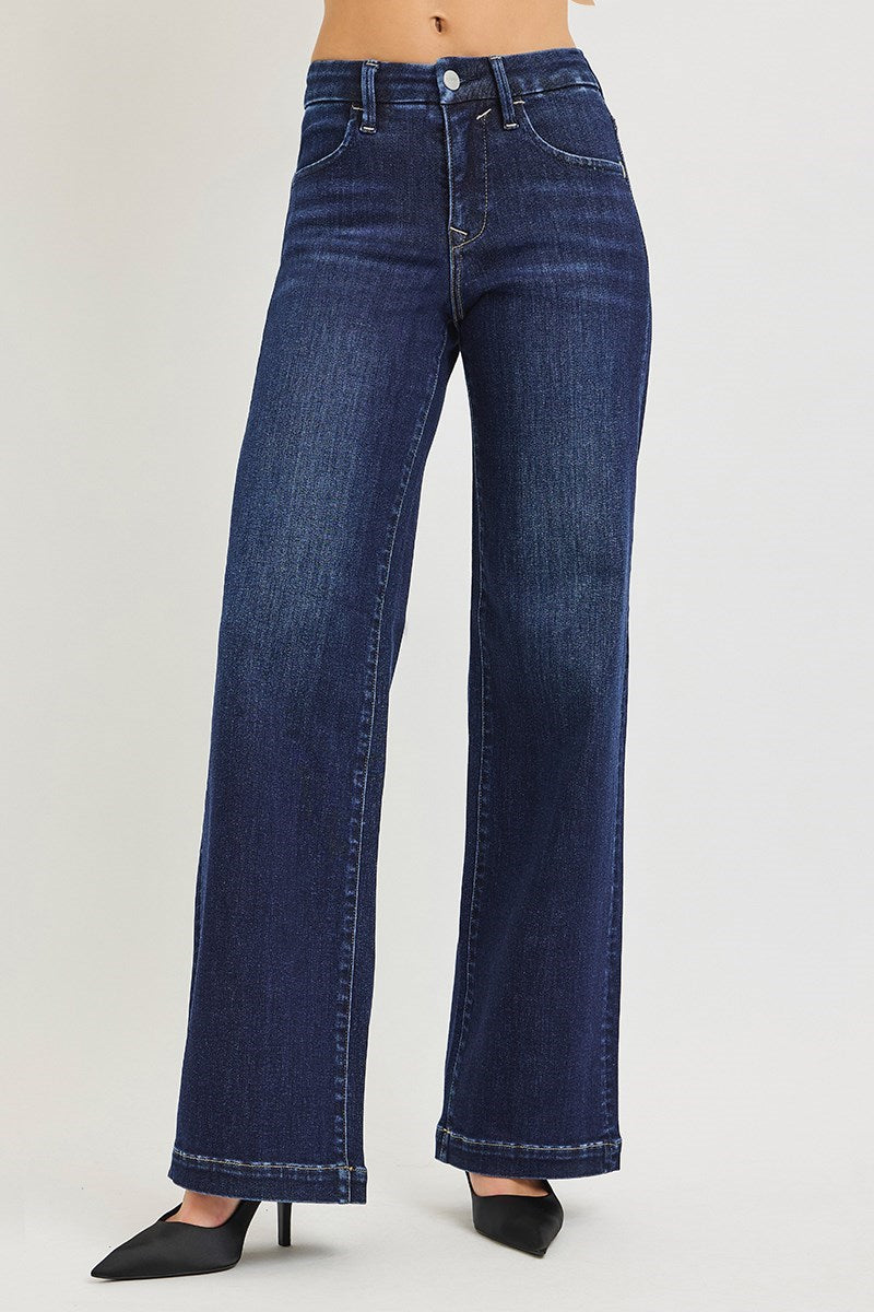 RISEN Glenn Mid Rise Wide Leg Jeans
