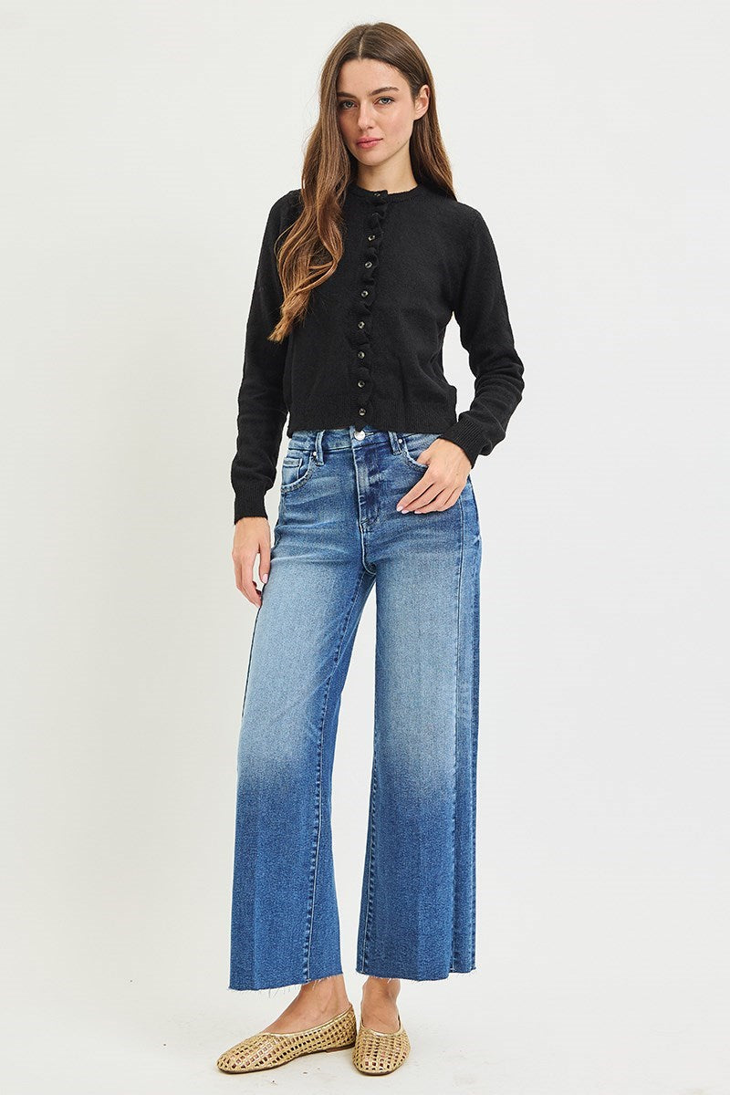RISEN Becker High Rise Crop Wide Side Seam Detail Jeans PREORDER