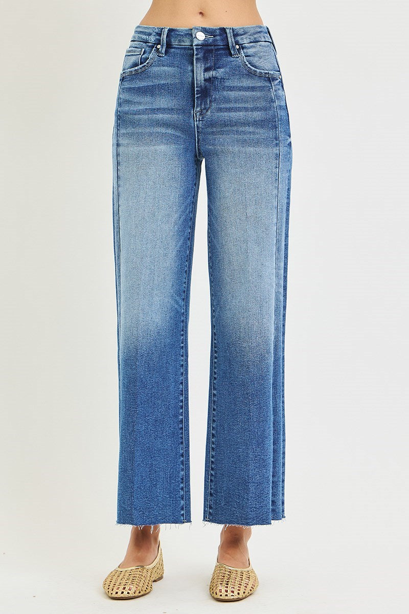 RISEN Becker High Rise Crop Wide Side Seam Detail Jeans PREORDER
