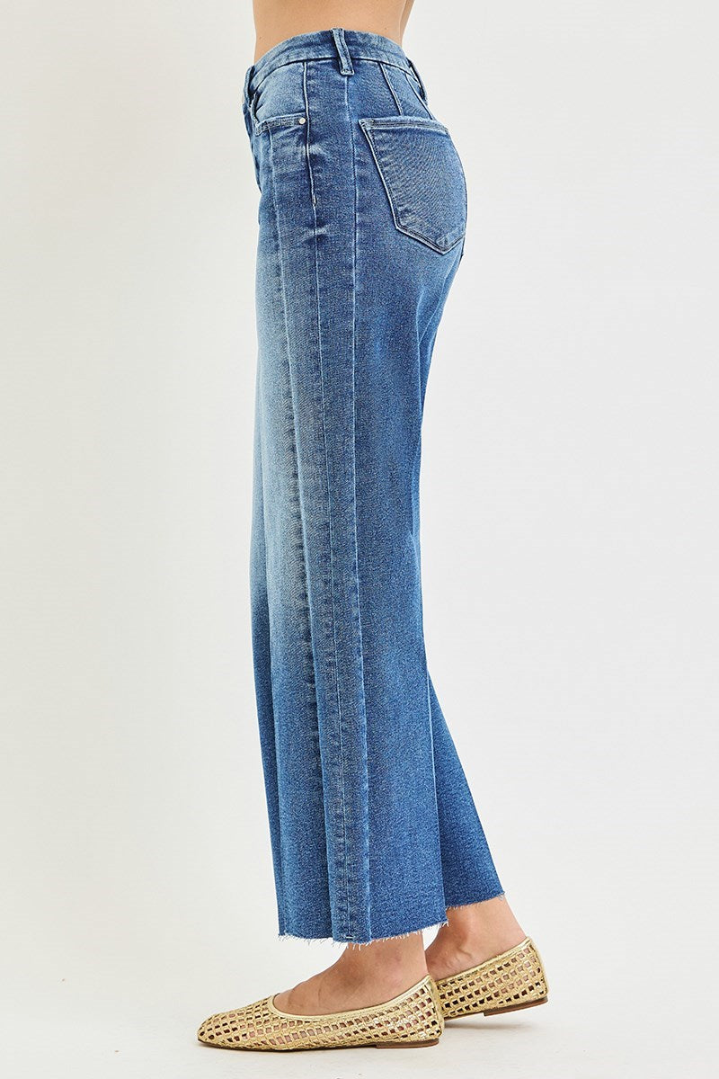 RISEN Becker High Rise Crop Wide Side Seam Detail Jeans PREORDER
