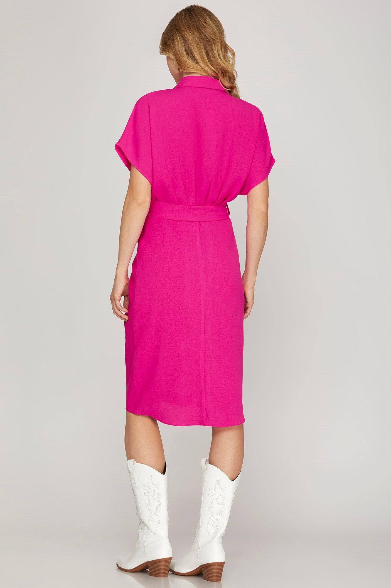 Murlin Ruched Midi Pink Dress
