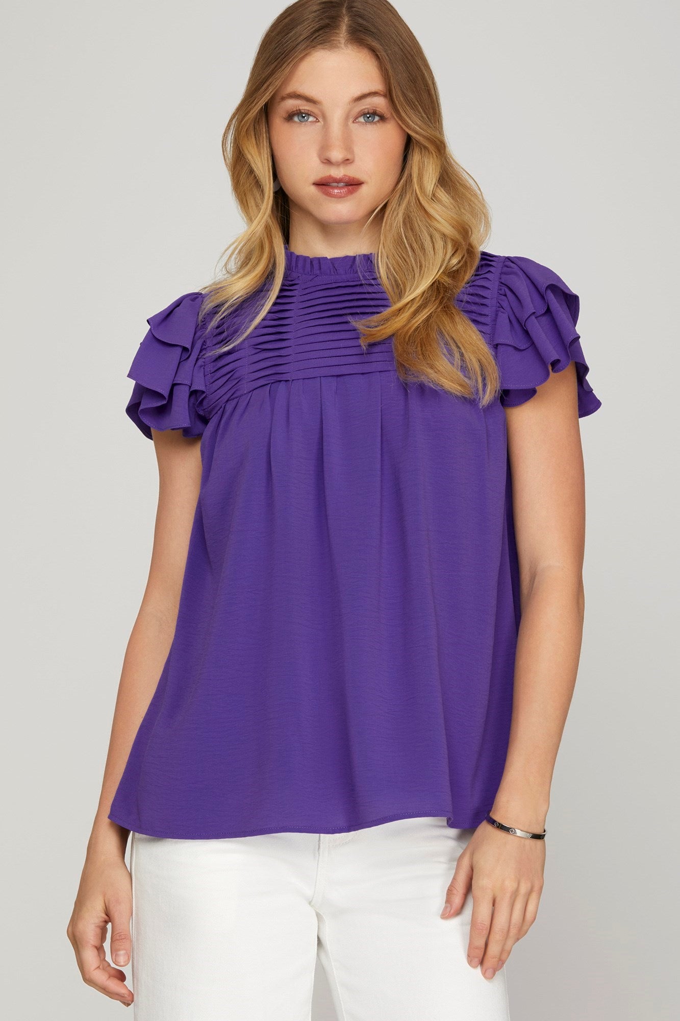 Lola Purple Pintuck Top