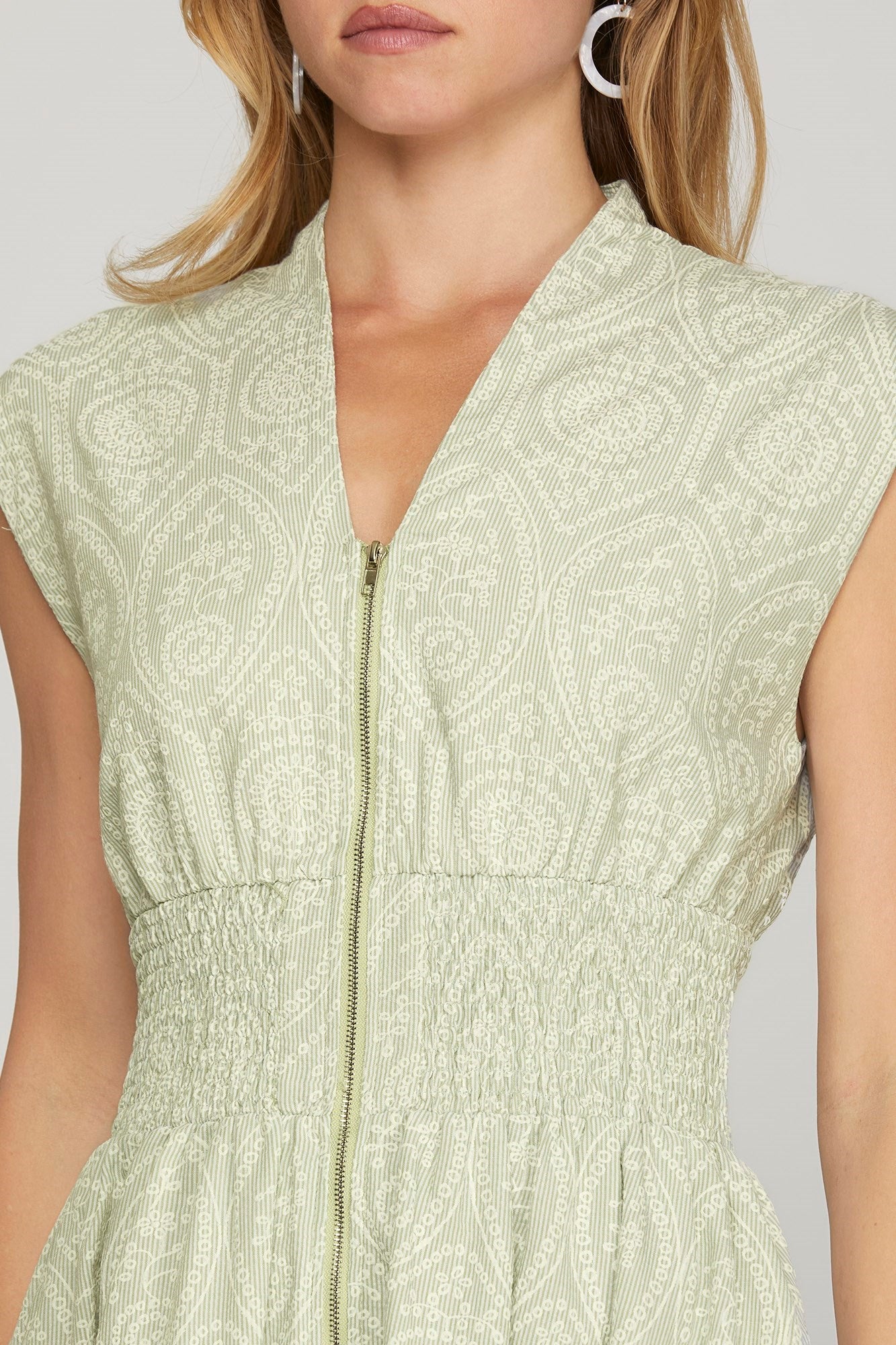 Lolan Sage Print Dress