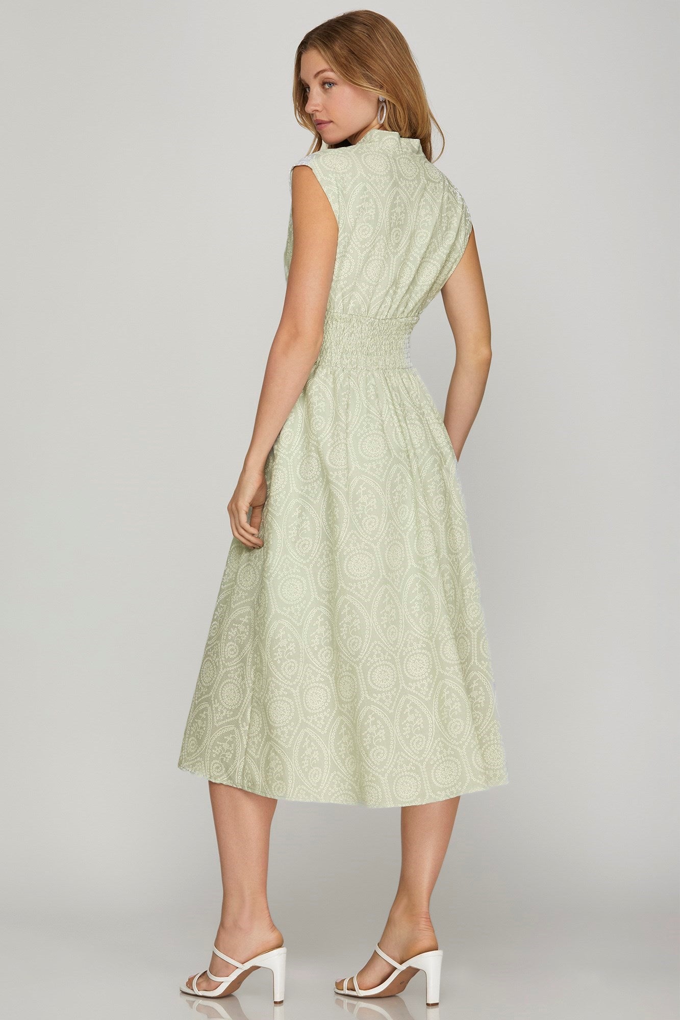 Lolan Sage Print Dress