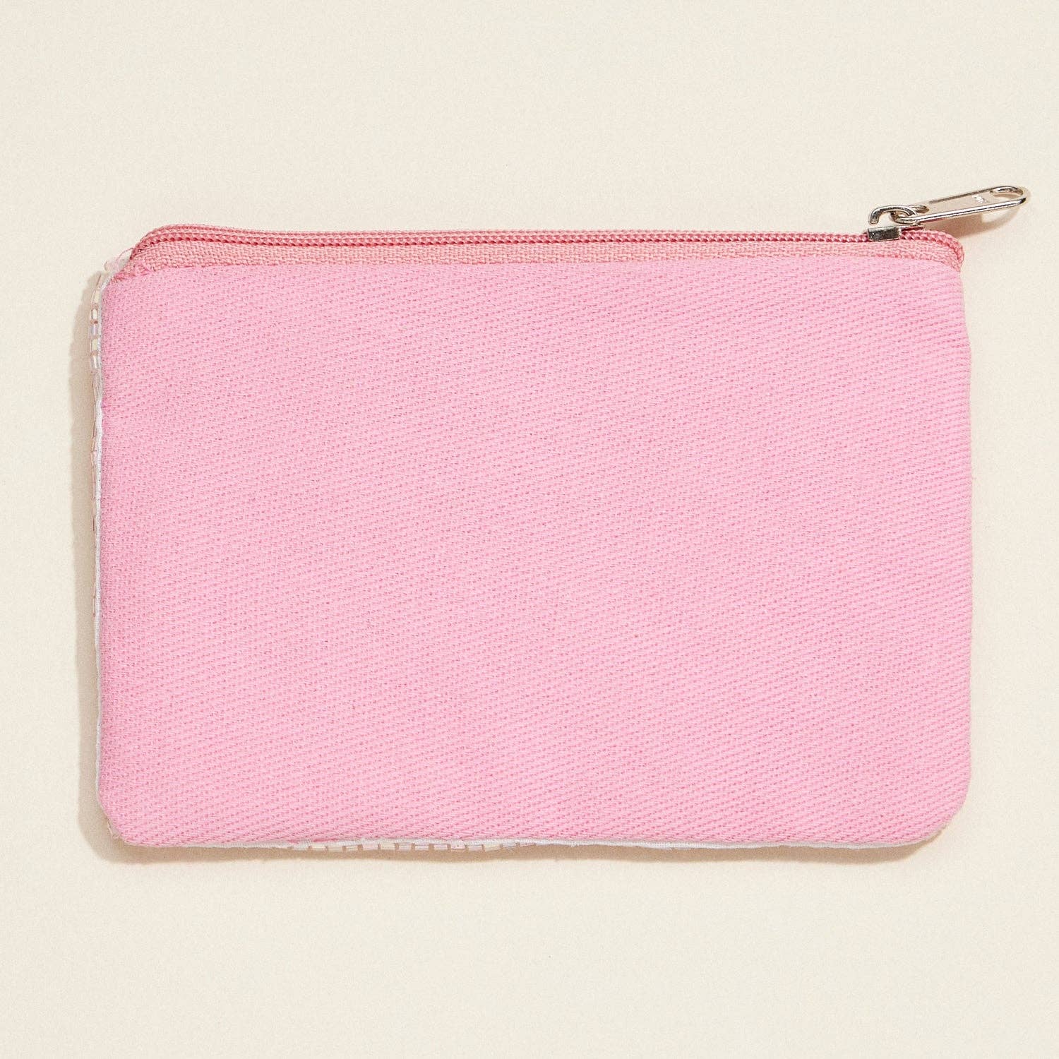 “Be My Valentine” Beaded Zip Pouch – Romantic Pink Floral Clutch FINAL SALE