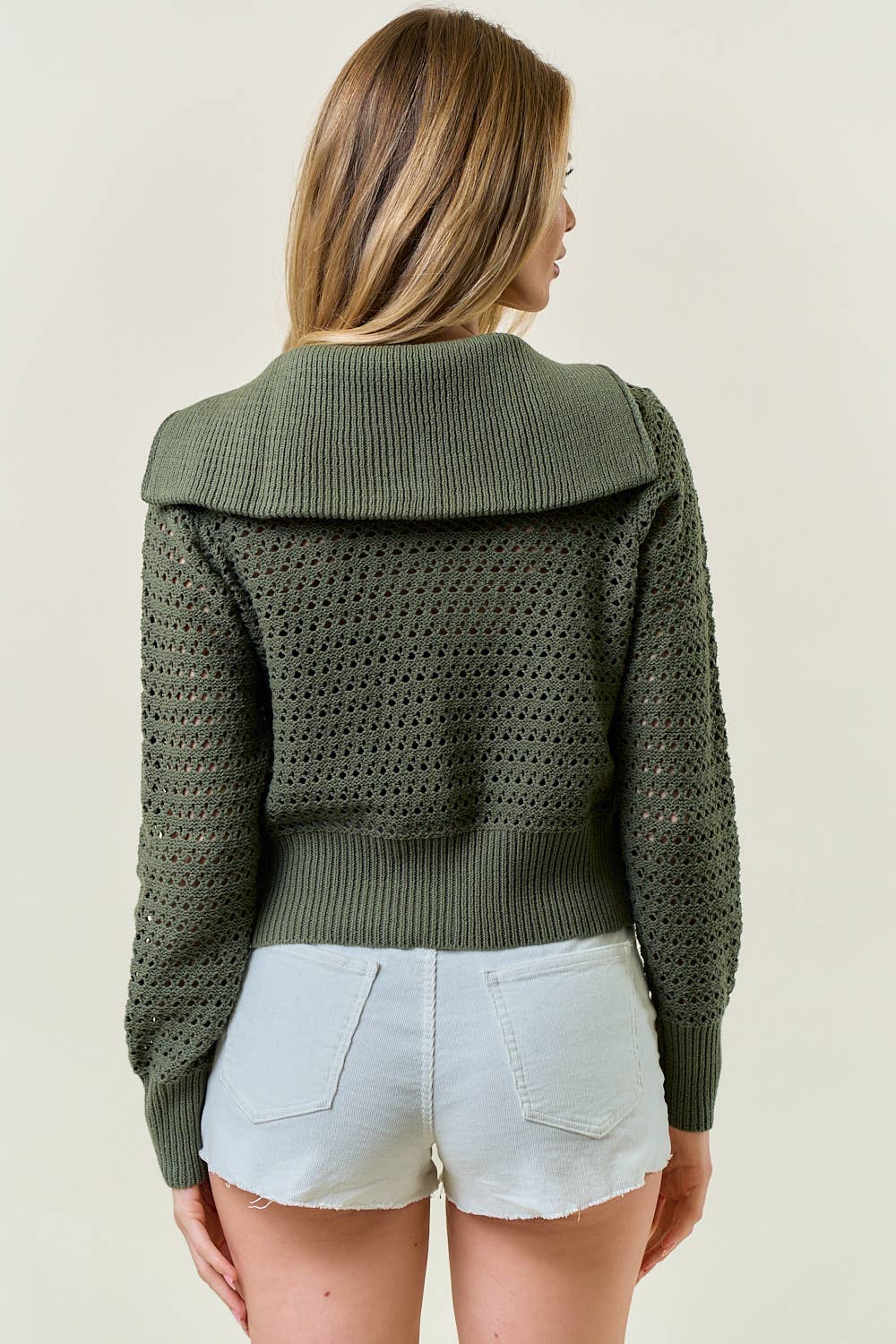 Saxon Pointelle Knit Sweater