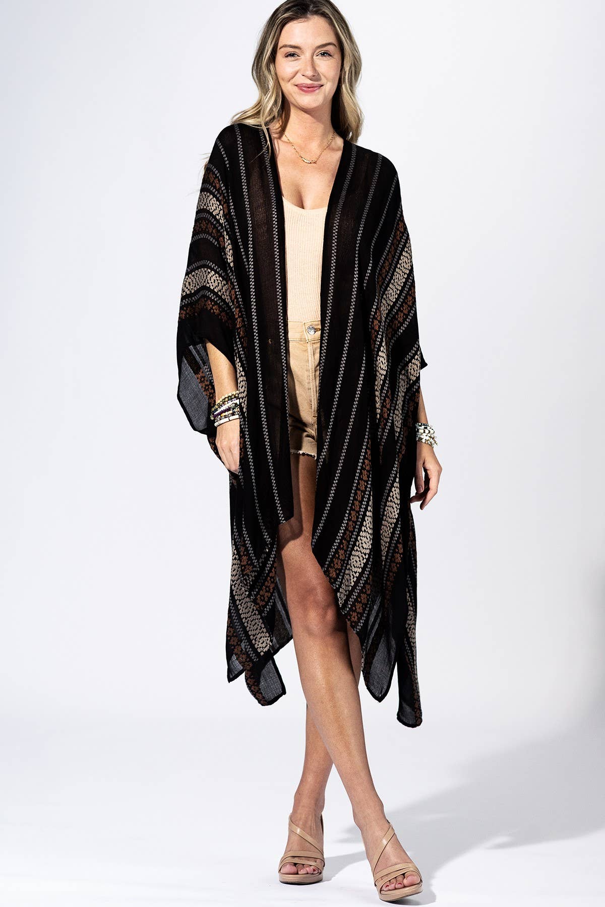 Sulia Midnight Navy Striped Kimono